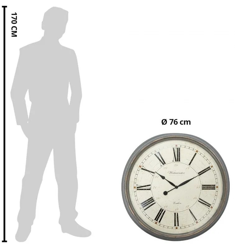 Nagyméretű antikolt falióra 76 cm Westminster