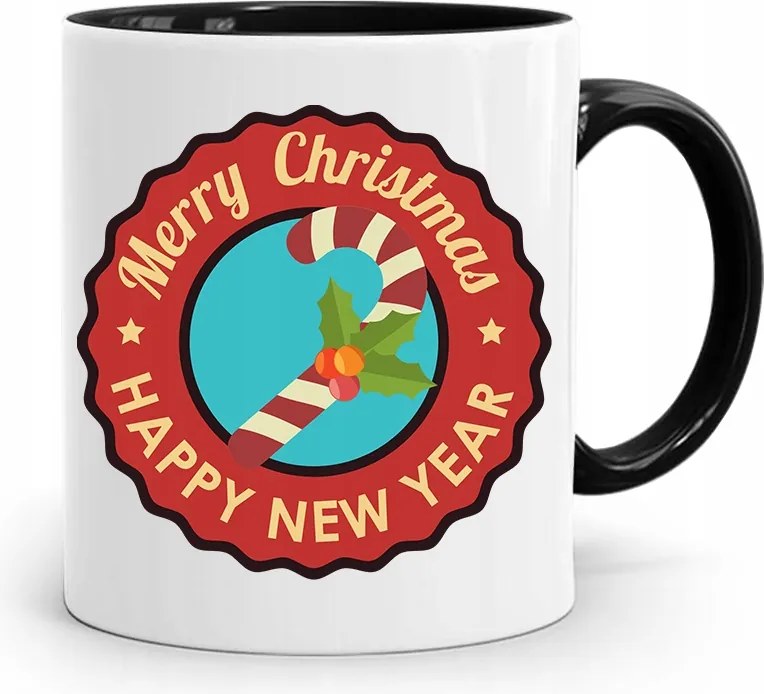 Fekete Karácsonyi Bögre Mikulásra, fényképes nyomtatással