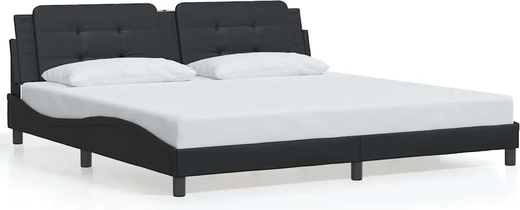 vidaXL fekete műbőr ágykeret matrac nélkül Zadar 200x200 cm