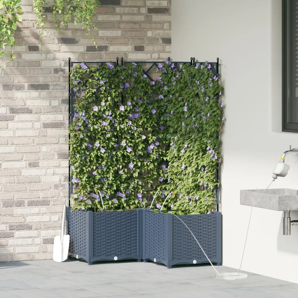 Kerti ültetők Szürke 80 x 80 x 142 cm Acél