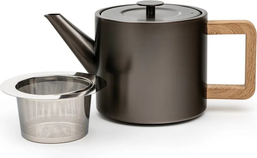 Szürke rozsdamentes acél teáskanna szűrővel 1,1 l Duet Narvik – Bredemeijer