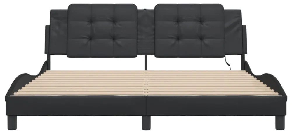 fekete ágykeret LED-ekkel matrac nélkül Zadar 180 x 200 cm