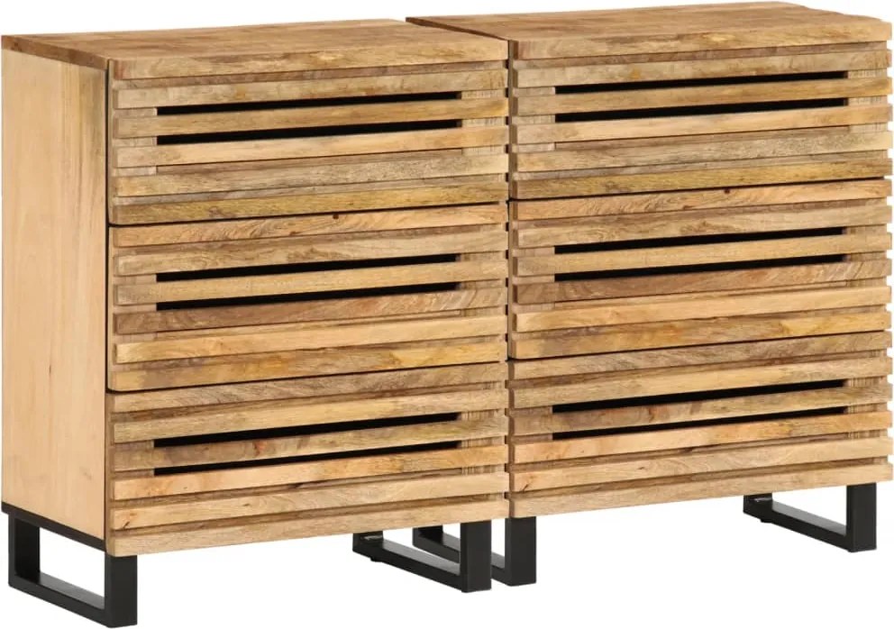vidaXL 2 db tömör nyers mangófa tálalószekrény 60 x 34 x 75 cm