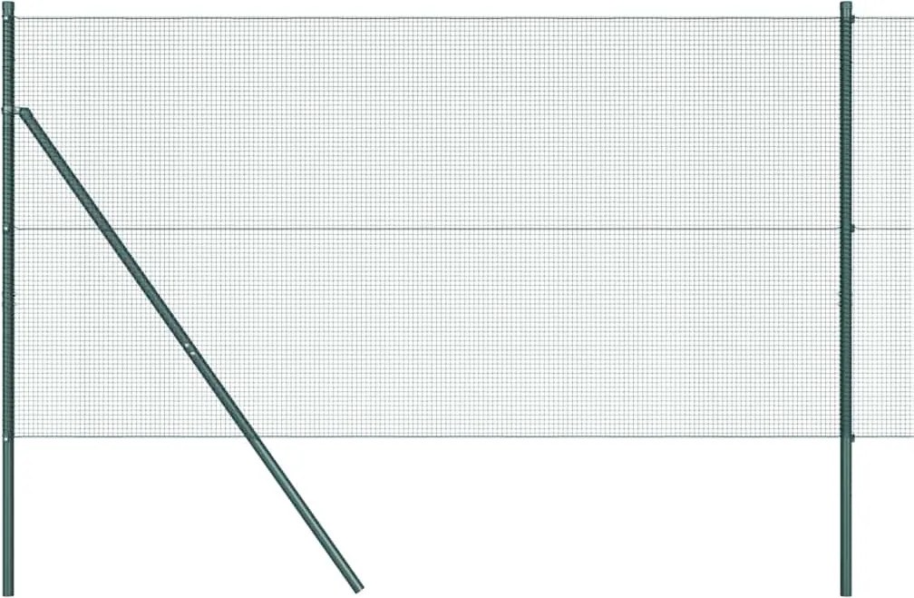 vidaXL Kerítésoszlop Zöld 25 x 1,2 m (12 x 12 mm háló) Acél és PVC