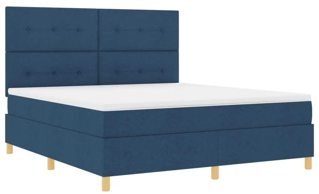 Box Spring Ágy Matraccal és LED Tengerészkék 180x200 cm Szövet