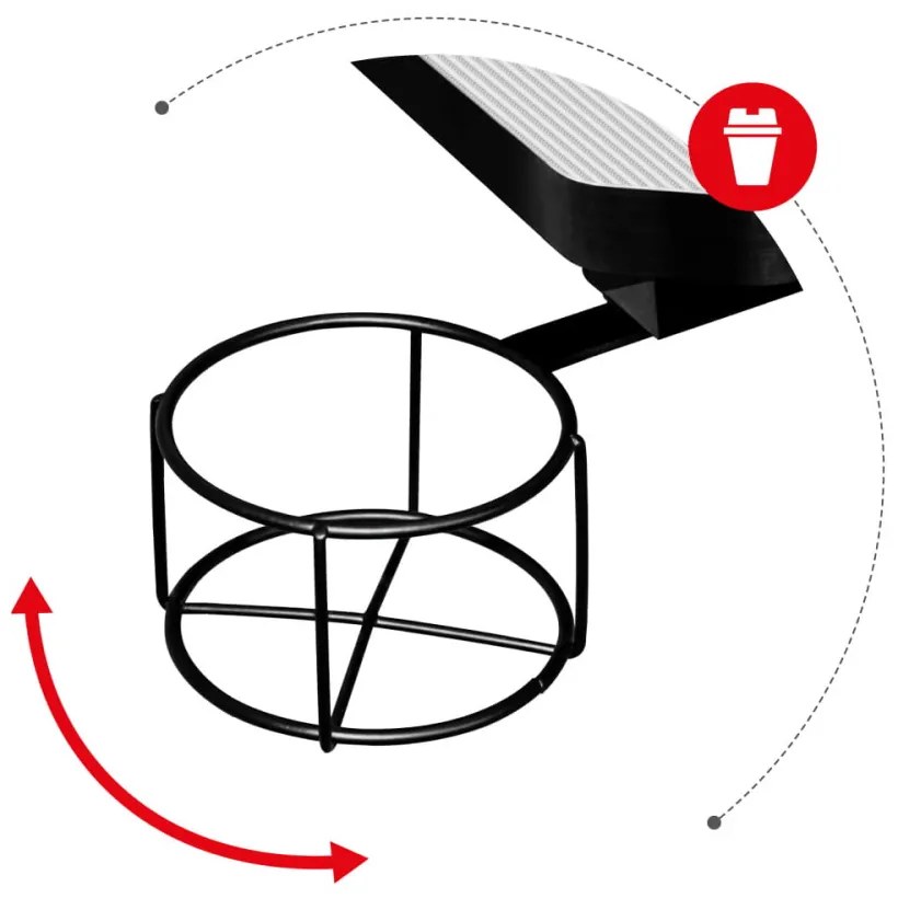 Gamer asztal fejhallgató és pohártartó fehér 120 cm x 60 cm