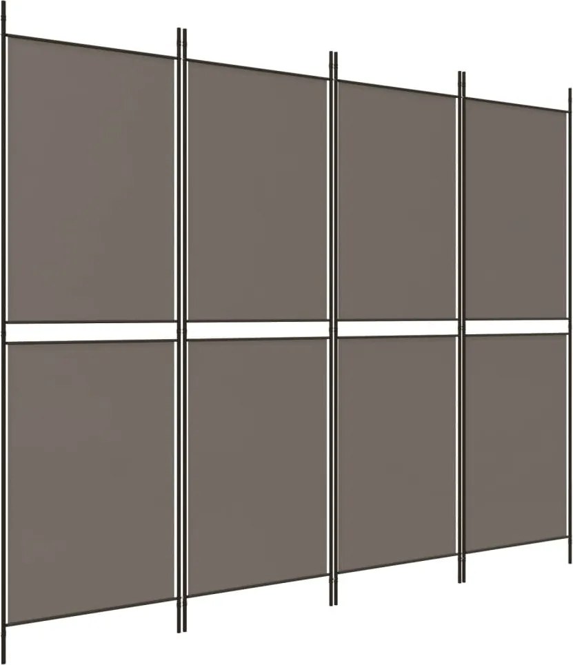 vidaXL 4 paneles antracitszürke szövet térelválasztó 200x200 cm