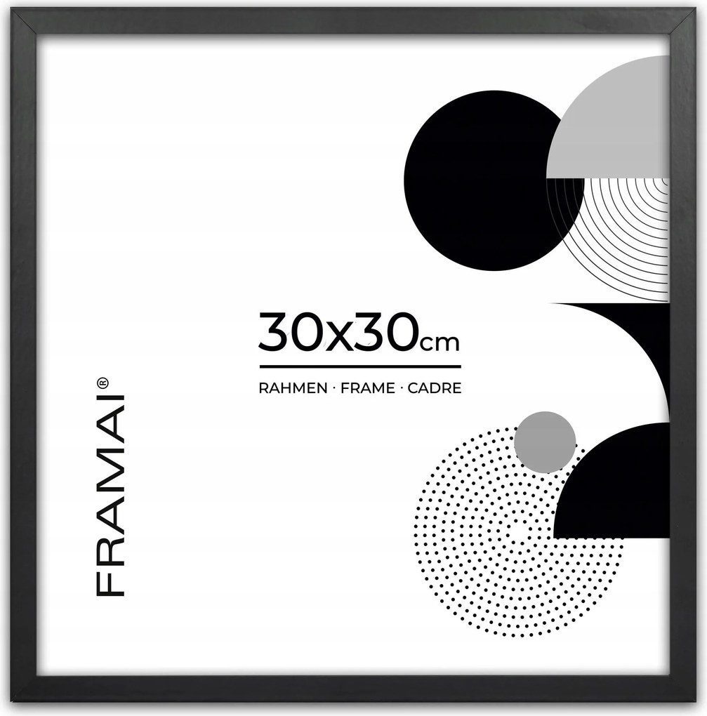 Fekete négyzet alakú képkeret 30x30 cm-es méretben