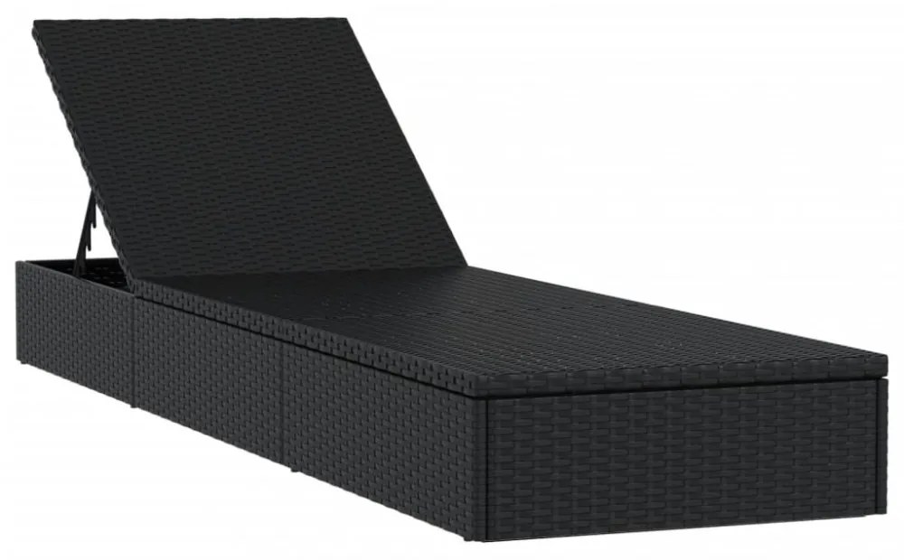2 db fekete polyrattan napágy asztallal