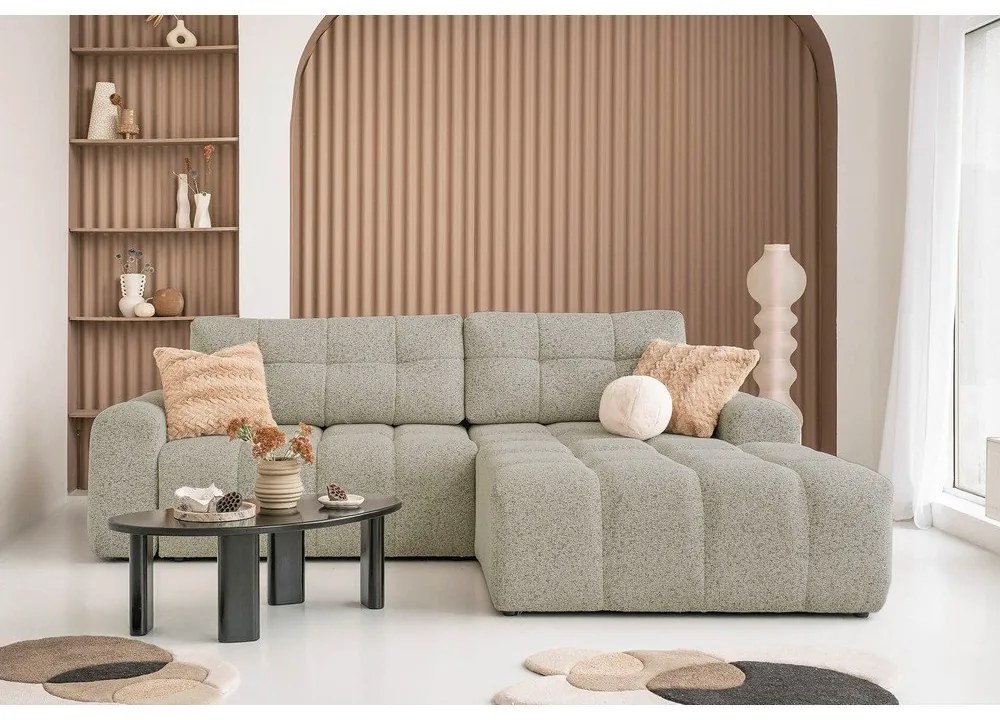 Világosbarna kinyitható tárolóhelyes moduláris sarokkanapé (jobb oldali) Lulu – Miuform