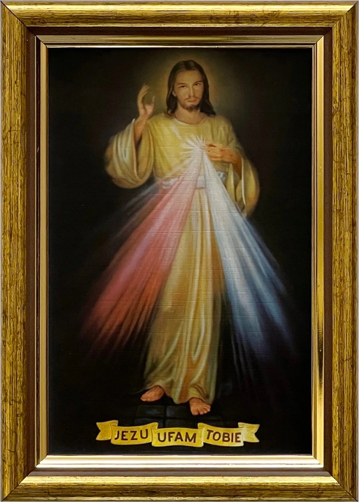 Vászonkép 18x13 Jézus Krisztus Jézus Bízom Benned Arany Díszített Fa Keret