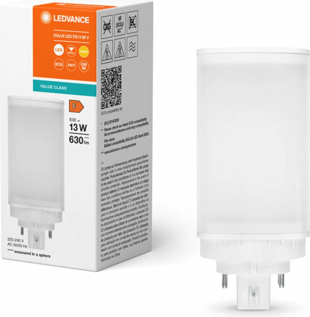 Kompakt Led Plc fénycső 4pin (GX24q-1) 6W b.ciepła 3000K Ledvance
