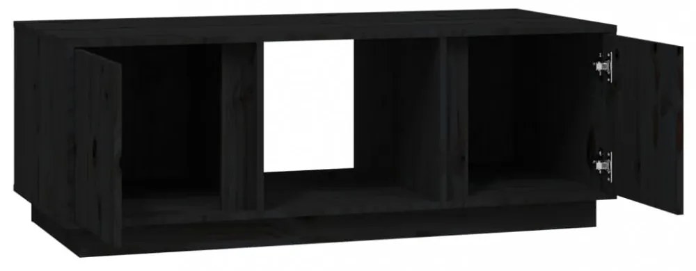fekete tömör fenyőfa dohányzóasztal 110x50x40 cm