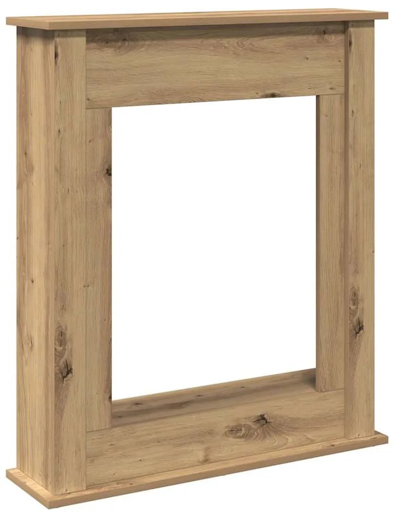 kézműves tölgy színű szerelt fa kandallóburkolat 75x20x87,5 cm