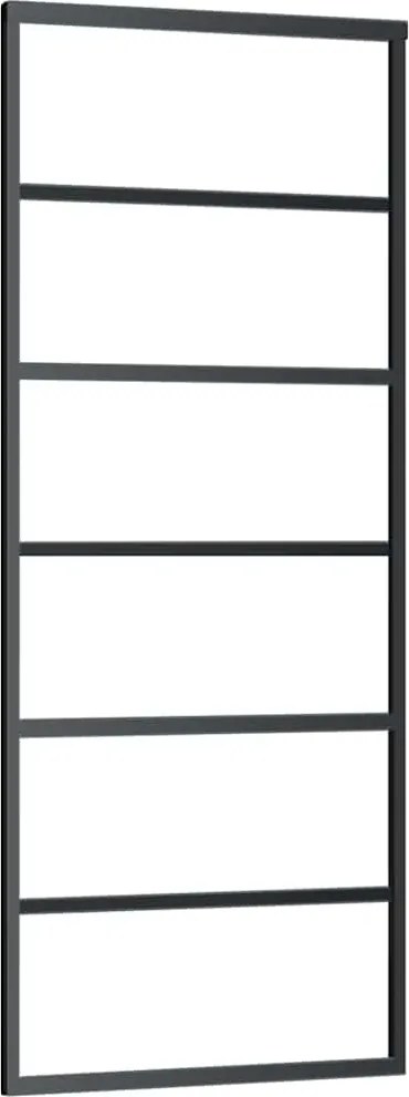vidaXL fekete ESG üveg és alumínium tolóajtó 76 x 205 cm