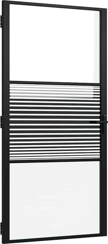 vidaXL Üvegajtó Csíkos Fekete 76 x 3.5 x 201.5 cm Alumínium