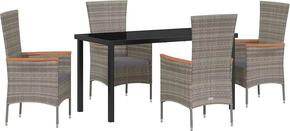 vidaXL Kert étkező szett párnával 5 pcs Szürke Porszórt acél