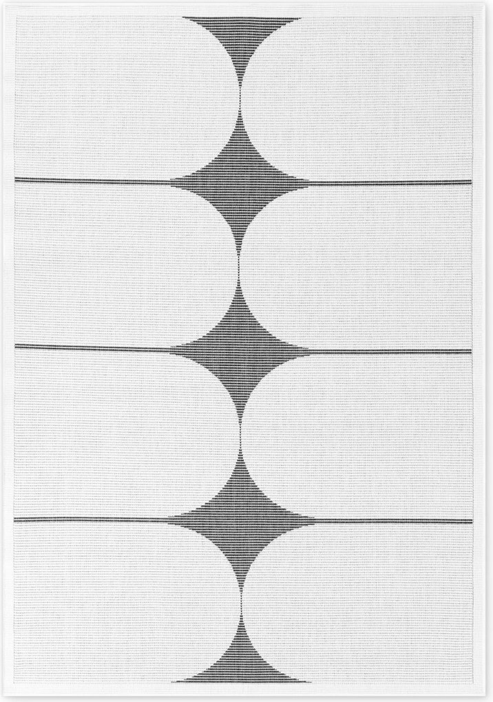 Teraszszőnyeg 160x230cm,fekete krémszínű kétoldalas lapos szövésű zsinóros