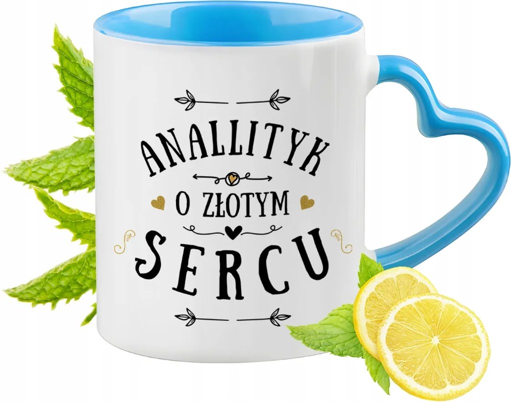 Elemzőnek Kék Bögre Szív Alakú Füllel Ajándék