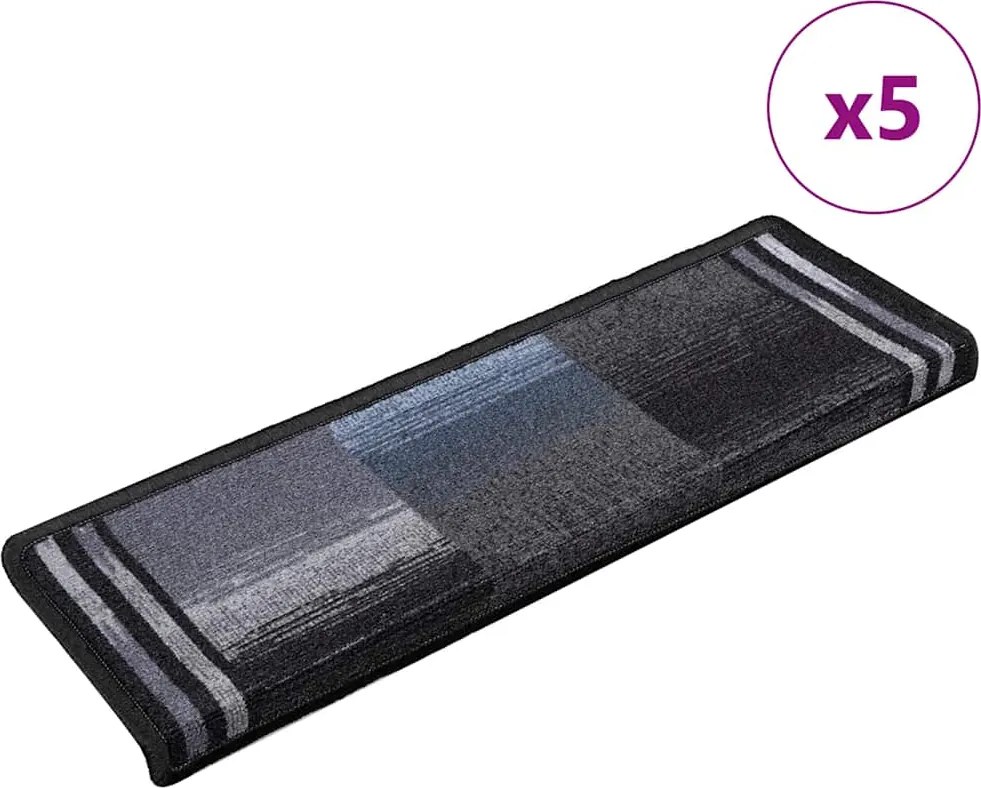 vidaXL 5 db fekete és szürke öntapadó lépcsőszőnyeg 65x21x4 cm
