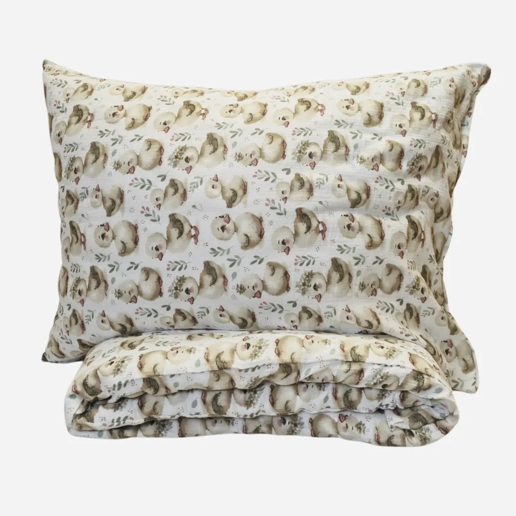 Muszlin ágyneműhuzat Kacsák TiaHome - Detský set 130x90cm + 65x45cm