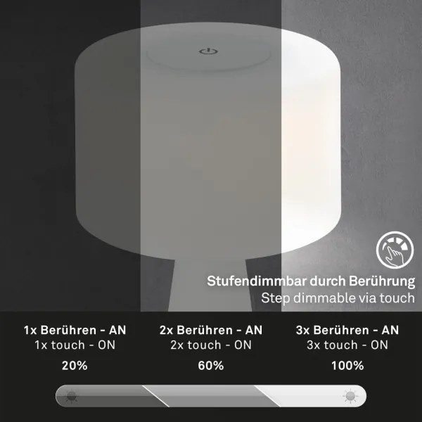 Briloner 7420016 - LED Dimmelhető újratölthető érintős asztali lámpa LED/4W/5V 3000K fehér