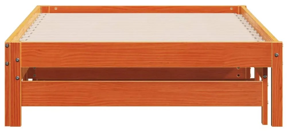 viaszbarna tömör fenyőfa kihúzható kanapéágy 90 x 200 cm