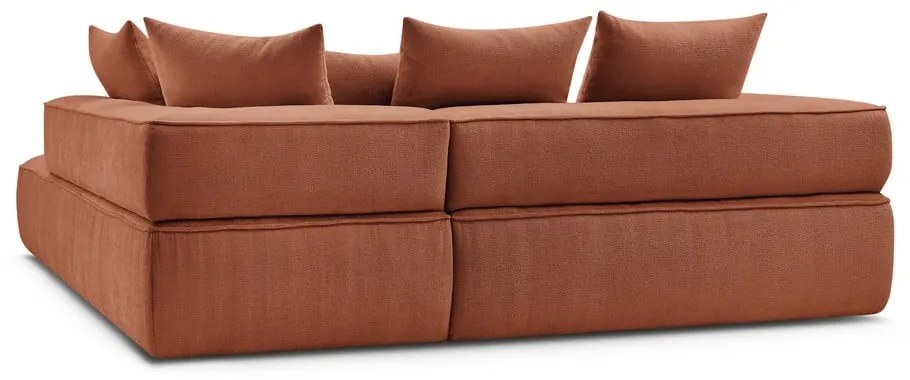 Terrakotta színű zsenília sarokkanapé (jobb oldali-L alakú) Whesley – Bobochic Paris