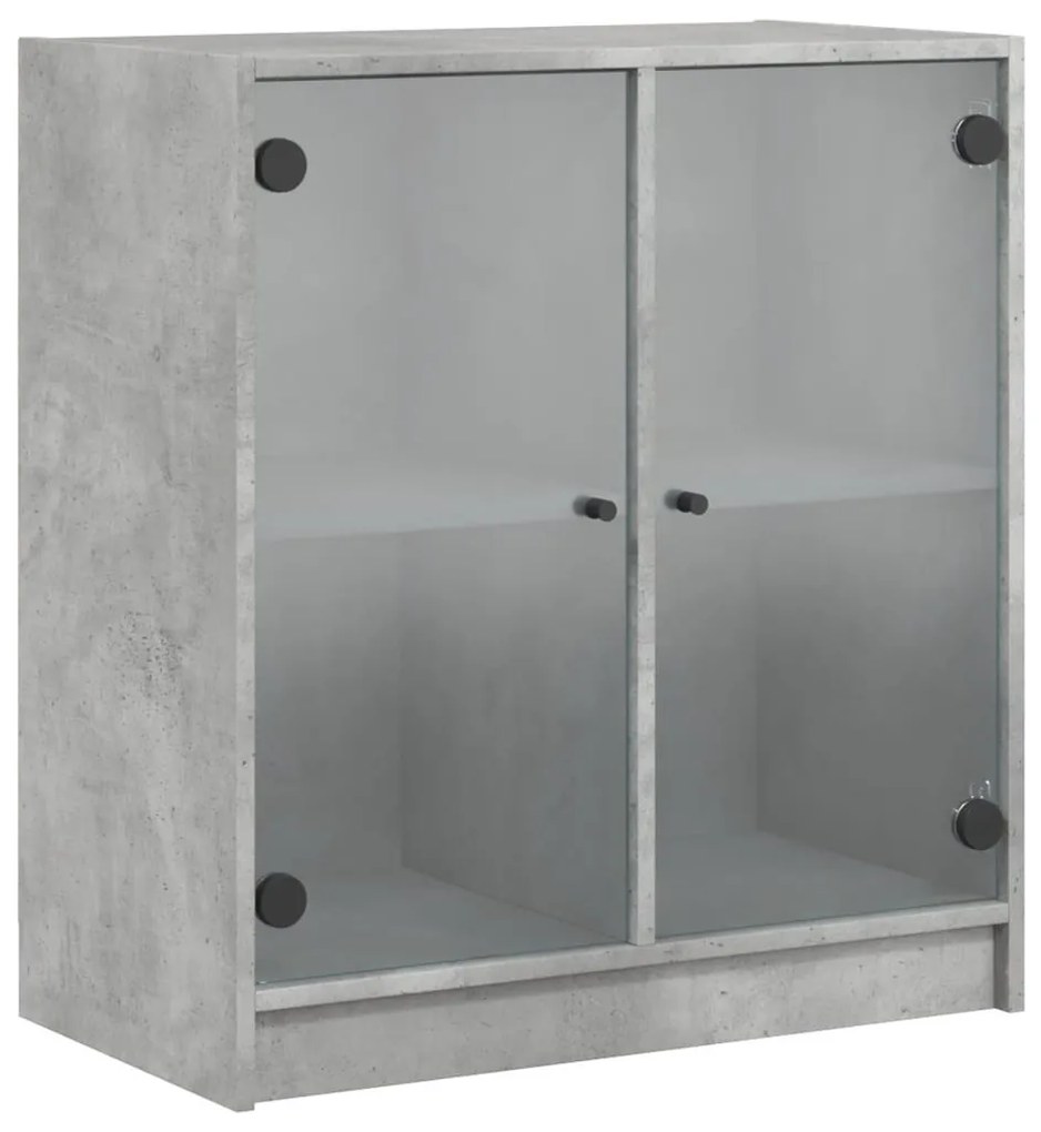 betonszürke kisszekrény üvegajtókkal 68 x 37 x 75,5 cm