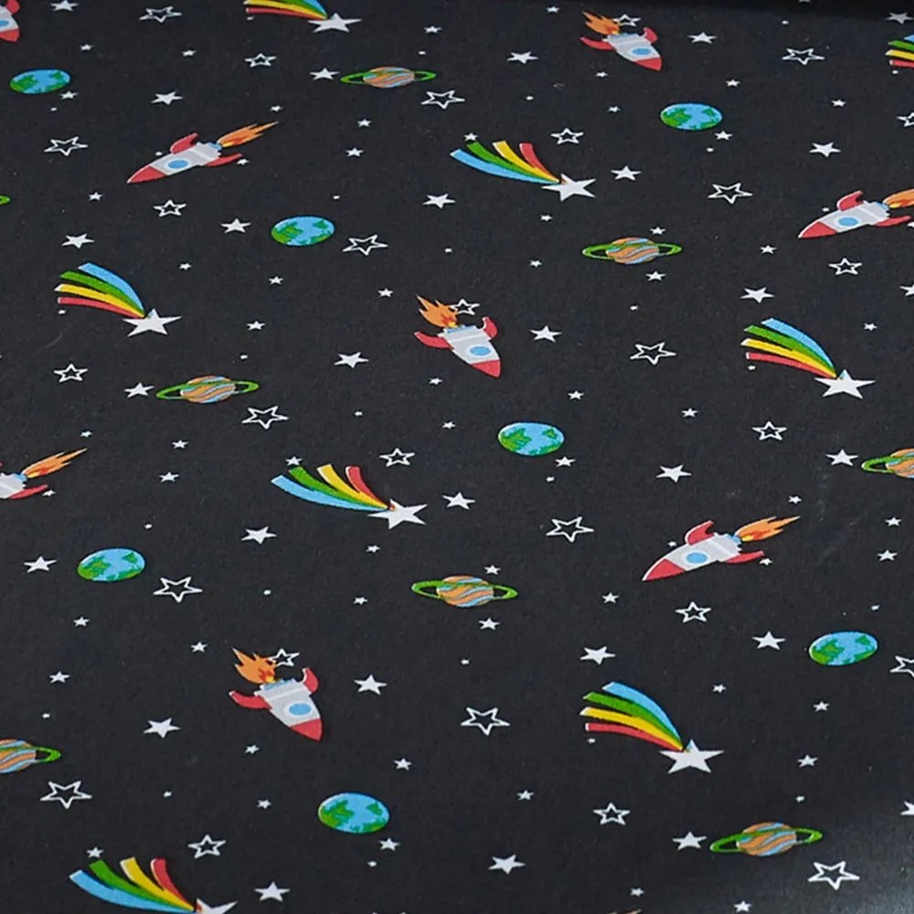 Fekete gumis egyszemélyes gyerek lepedő 90x190 cm Rainbow Rockets – Catherine Lansfield