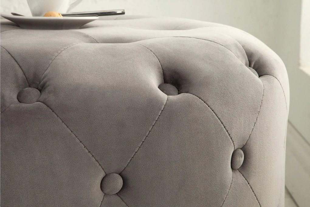 CHESTERFIELD ezüst puff 60cm