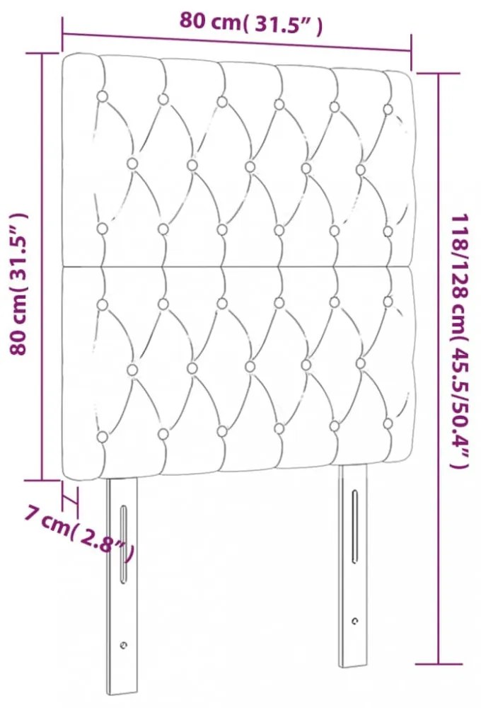 2 db sötétszürke szövet fejtámla 80x7x78/88 cm