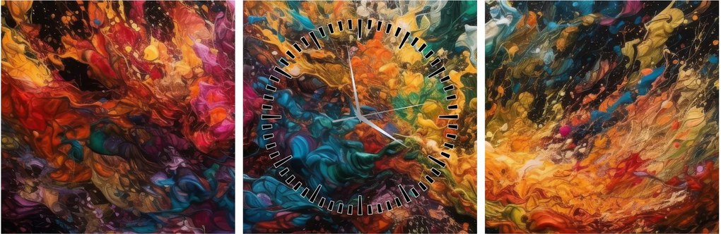 Kép - Színes absztrakció II. (órával) (90x30 cm)