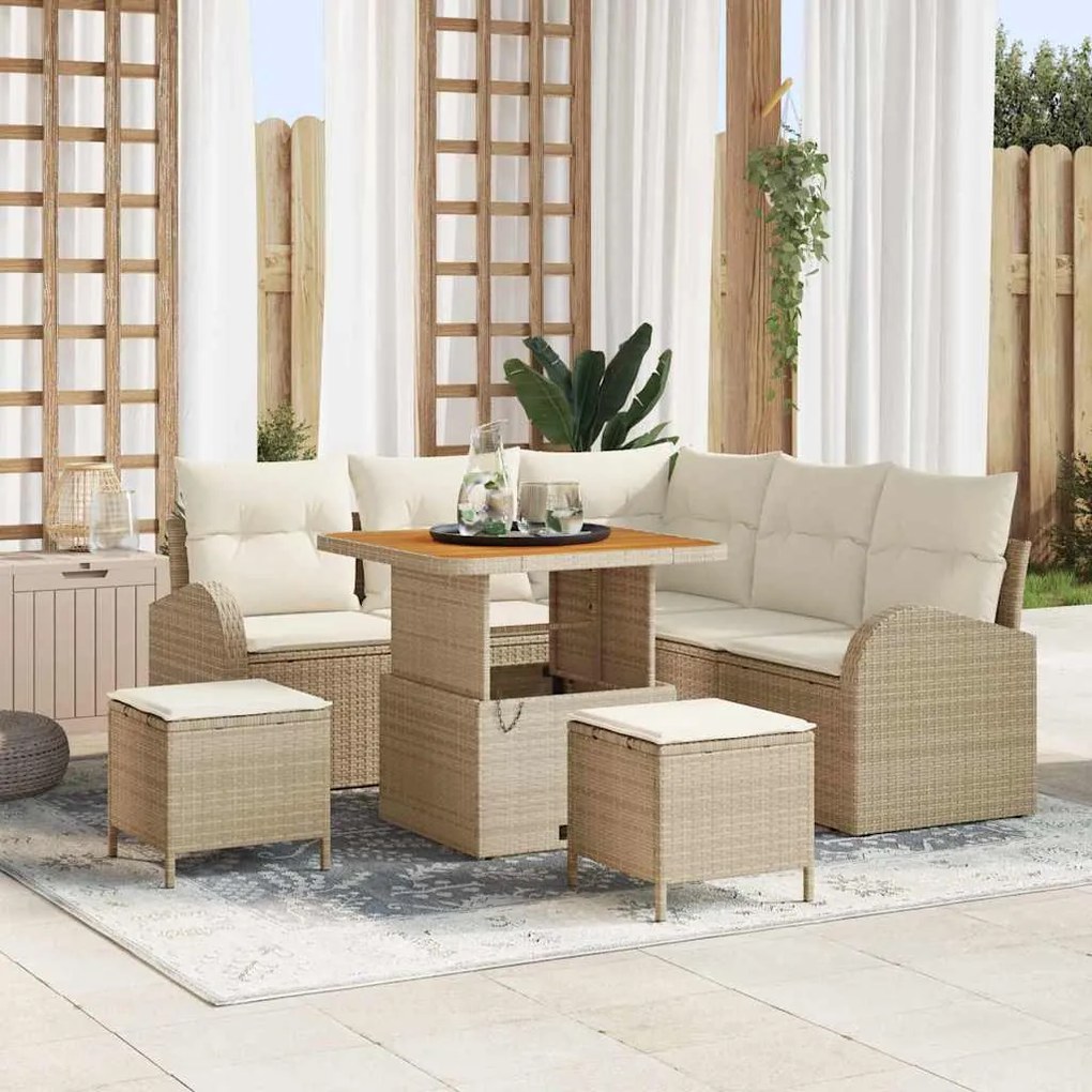 Kerti Kanapé Szett párnával 8 pcs Beige, Krém 80 x 80 x 71 cm