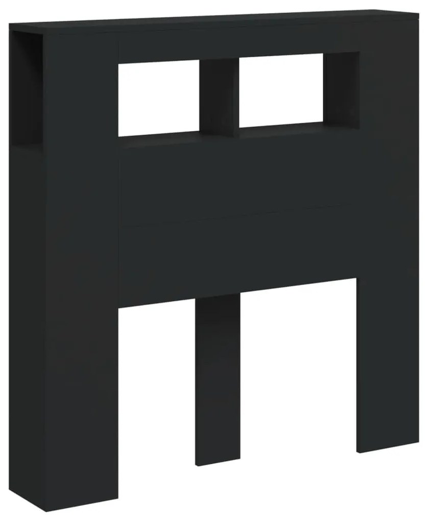 fekete szerelt fa LED-es fejtámla 100x18,5x103,5 cm