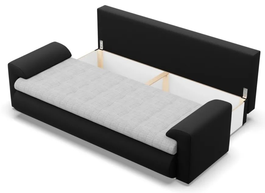 Tokio kanapéágy, fonott + műbőr, szürke - fekete