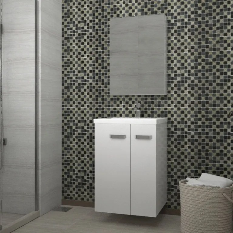 Piramida EURIDIKA 50L fali / álló fürdőszobabútor - műmárvány mosdóval - 50 x 75 x 38 cm