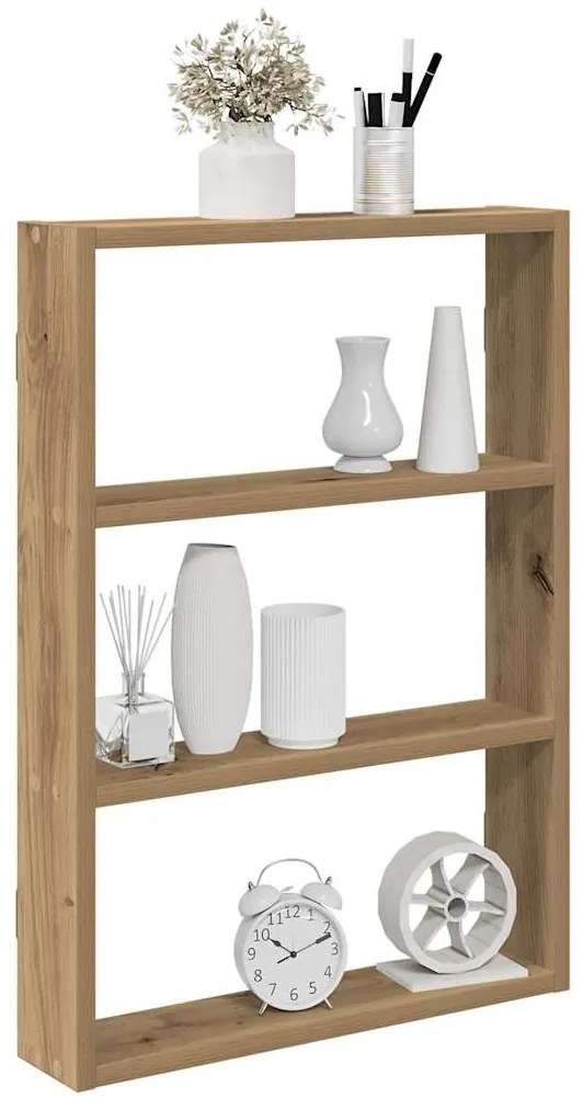 kézműves tölgy színű szerelt fa fali polc 43 x 9 x 60 cm