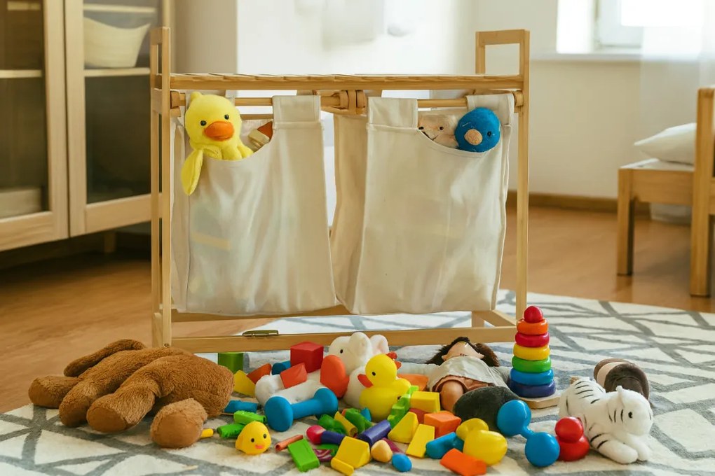 Bambusz polc két tárolóval 64 x 33 x 73 cm