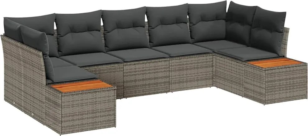 vidaXL Kerti Kanapé Szett párnával 7 pcs Szürke polirattan