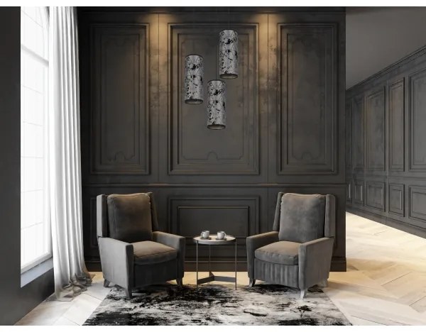 Csillár zsinóron AVALO 3xE27/60W/230V á. 35 cm szürke/fekete