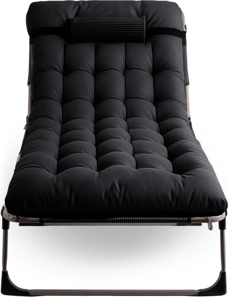 Leżak Ogrodowy Łóżko Polowe VENUS Czarne