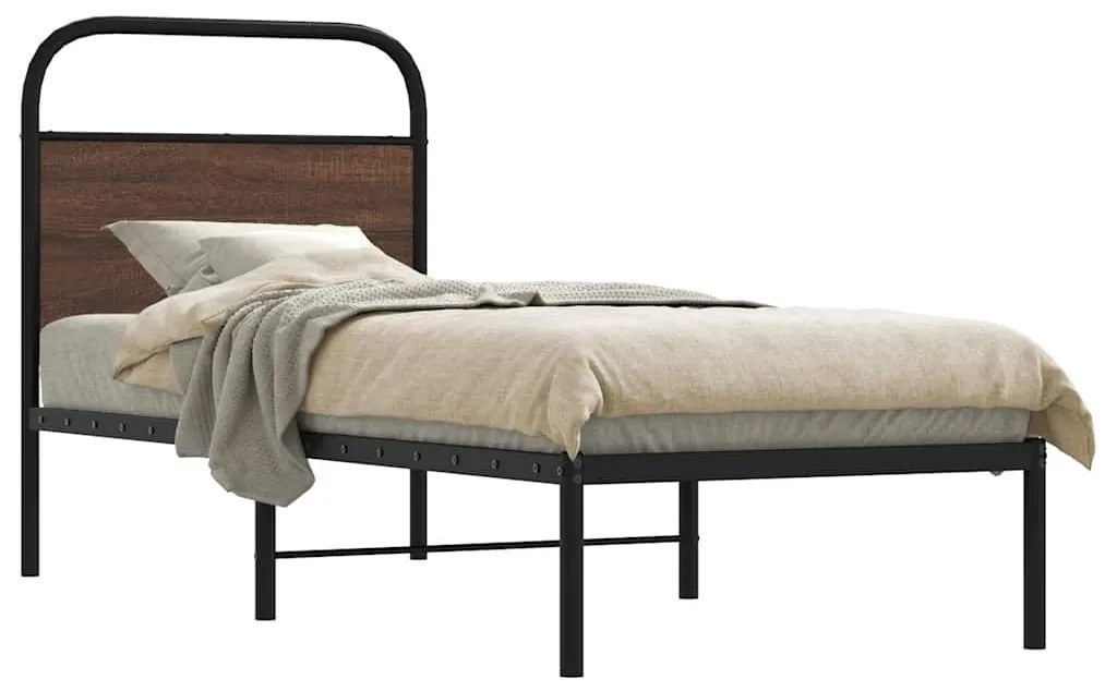 ágykeret matrac nélkül 75x190 cm barna tölgyfa műfa