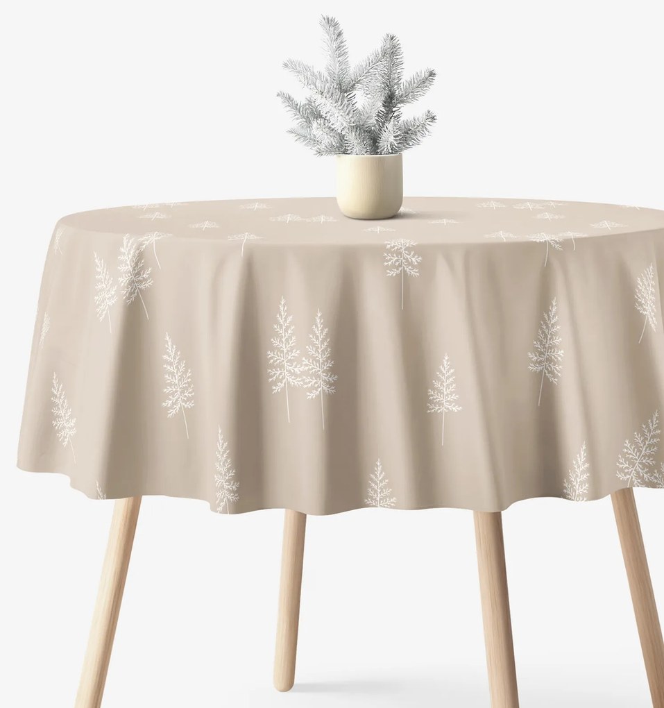 Goldea kör alakú terítő erős pamutból - északi fenyők Ø 150 cm