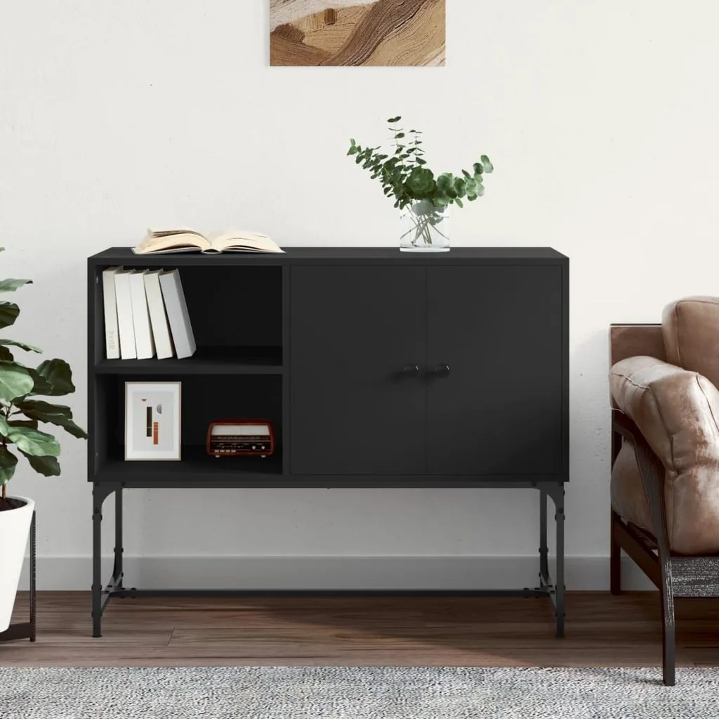fekete szerelt fa tálalóasztal 100 x 40 x 79,5 cm
