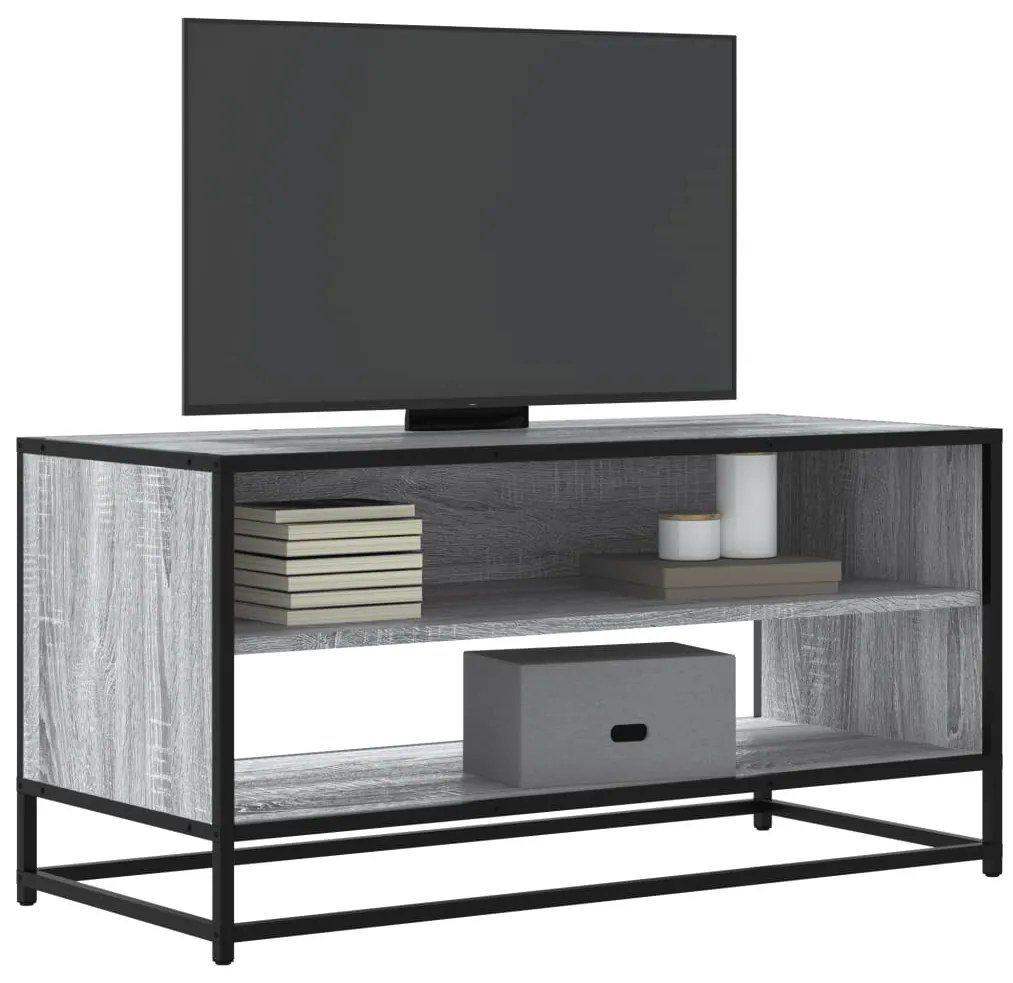 szürke sonoma színű szerelt fa és fém TV-szekrény 91x40x46 cm