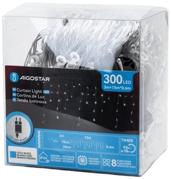 Aigostar - LED kültéri dekorációs fényfüzér 75xLED/6W/230V 15x0,6m IP44 hideg fehér