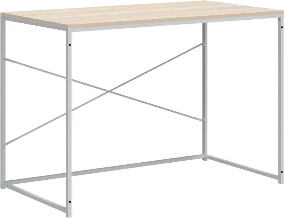 vidaXL fehér-tölgyszínű szerelt fa számítógépasztal 110 x 60 x 70 cm