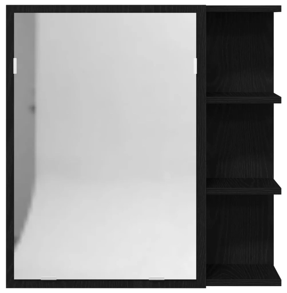 Fekete Tölgy Fürdőszobai Tükörszekrény 62,5x20,5x64cm Mérnöki Fa