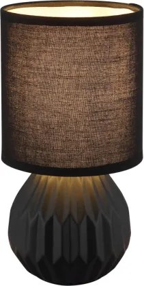 Globo 21730S Asztali lámpa, kerámia fekete, textil fekete, kábel PVC fekete, billenőkapcsoló a kábelen, ø: 120mm, M: 230mm, kábel hossza 1300mm, 1x E14 40W 230V izzó nélkül